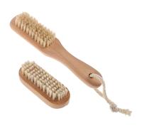 MUSISALY Cepillo para Pies con Piedra Pómez y Mango de Madera Cepillo de Cerdas Naturales para Uñas Exfoliante Doble Cara con Piedra para Limpieza Profunda de Manos y Pies Uso en Ducha