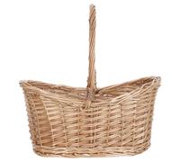 MUSISALY Cesta de Algas Marinas Tejida a Mano con Asa Portátil de Mimbre Ovalada para Almacenamiento Natural y Ventilación en Jardín y Reuniones