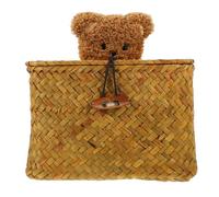 MUSISALY Cesta de Almacenamiento Decorativa de Junco Marino con Tapa, Caja Organizadora Pequeña para Guardar Dulces y Objetos Pequeños, Diseño Natural y Creativo Hogar