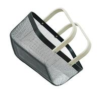 MUSISALY Cesta de Almacenamiento Hogar Cesta Multiusos Rectangular de Hierro Asa de Madera, Negra, Portátil Mano, para Supermercado y Almacenamiento en Casa Color Aleatorio