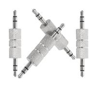 MUSISALY Conector Adaptador Audio 3,5 Mm Macho a Macho Metálico, Extensor Auxiliar 4 Piezas para Micrófono y Dispositivos Electrónicos, Compatible Cable de Audio Digital y Mezclador