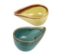 MUSISALY Cuencos de Cerámica Esmaltados Efecto Grieta, Set de 2 Piezas en Verde y Azul, para Aceites Esenciales y Mascarillas Faciales, Tazones Decorativos Compactos para Aromaterapia y