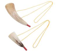 MUSISALY Cuernos de Guerra Vikingos 2 Piezas Trompetas de Cuerno de Buey 20-22 CM y 11-13 CM Instrumento de Viento para Cosplay Pirata Fiestas de Halloween y Ceremonias Rituales