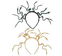 MUSISALY Diadema de Medusa Flexible 2 Piezas para Disfraz Tocado Egipcio Ajustable Serpientes Detalladas en Verde Oscuro y Dorado Tierra Accesorios para Halloween y Cosplay Mujer