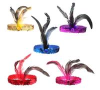 MUSISALY Diadema Estilo Flapper Años 20 Plumas y Lentejuelas, Ligera y Cómoda para Fiestas Temáticas y Ambiente Vintage, Pack de 5 Unidades