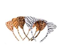 MUSISALY Diademas de Orejas de Animales 4 Piezas de Tela Diseño de Leopardo, Tigre, Cebra y Jirafa, Accesorios Cabello para Cosplay, Fiestas y Disfraz de Halloween