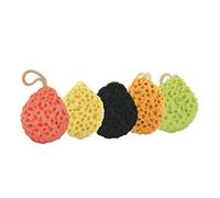 MUSISALY Esponjas de Ducha Exfoliantes 3 Piezas Colores Amarillo Verde Naranja Tamaño Mediano para Baño Uso Adulto y Niños Limpieza y Masaje con Cuerda Colgante Portátil