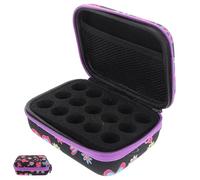 MUSISALY Estuche de Viaje para Aceites Esenciales 15 Compartimentos para Botellas de 10 Ml, Bolsa Organizadora Rígida Diseño Anti Golpes y Estampado Negra, Portátil y Compacto