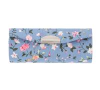MUSISALY Estuche para Pintalabios con Espejo, Diseño Retro con Flores Bordadas, Material de Tela, Plástico, Protege y Organiza Tu Lápiz Labial Azul con Elegancia