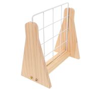 MUSISALY Expositor de Rejilla de Alambre con Base de Madera Maciza, Soporte Organizador de Joyas Minimalista, Panel Doble Cara para Fotos y Decoración, Adecuado para Hogar, Tienda y Ferias