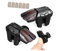 MUSISALY Fundas para Dedos de Juego de Fibra y 3 Pares 1 Par de Disparadores Metálicos Negros G21 de Seis Dedos para Móviles, Controladores Táctiles y Accesorios de Juego Móvil