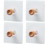 MUSISALY Ganchos de Pared Adhesivos de Madera 4 Unidades, Colgadores sin Taladro para Abrigos y Toallas, Uso en Baño, Cocina y Dormitorio