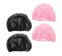 MUSISALY Gorro de Dormir de Malla Transpirable 4 Piezas con Borde Elástico Reutilizable y Lavable Adecuado para Cuidado del Cabello Rizado y Uso Nocturno Casa o Viaje Negro y Rosa
