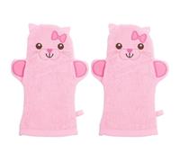 MUSISALY Guantes de Baño Exfoliantes para Ñiño 2 Piezas Diseño Animal Gato Rosa Tamaño Grande Guantes de Ducha Cómodos y Depuradores de Espalda Ideales para Baño Infantil y Viaje