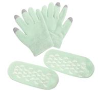 MUSISALY Guantes Hidratantes de Gel para Mujer y Calcetines Hidratantes para Pies Secos y Agrietados, Talla Única, Color Otoño Verde, Set de Cuidado Nocturno para Manos y Pies, Spa
