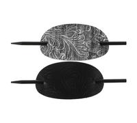 MUSISALY Horquillas Ovaladas Vintage Pelo 2 Piezas Tamaño Largo Fijación Segura Mujeres Cuero Pu Uso Diario y Eventos Formales Negra y Gris