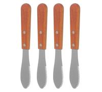 MUSISALY Juego de 4 Piezas de Cuchillos de Cocina Mango de Madera, Acero Inoxidable, Diseño Ergonómico para Cortar Queso y Untar Mantequilla en Cocinas Profesionales y Domésticas