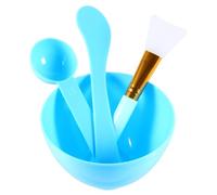 MUSISALY Juego de 4 Piezas para Mascarillas Caseras, Tazón de Plástico Resistente Anticaída, Pincel y Varilla Agitadora de Silicona, Kit Bricolaje Belleza Facial en Color Azul Claro
