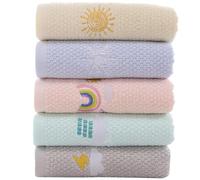 MUSISALY Juego de 5 Toallas Pequeñas de Algodón Absorbente para y Bebés, para Lavarse la Cara y Secar Manos, Colores Variados, Adecuadas para Uso Diario y Actividades Escolares