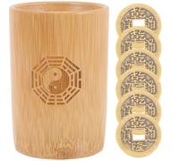 MUSISALY Juego de Adivinación Chino Cubo de Bambú Mini 6 Monedas de Cobre para Adivinación Accesorios para Lectura Fortuna y Juegos Tradicionales de Feng Shui