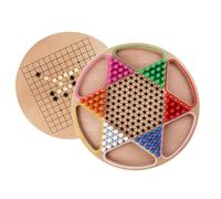MUSISALY Juego de Mesa Dos en Uno Damas Chinas y Gobang de Madera para Tamaño Escritorio Juguete Educativo para Desarrollo Cognitivo y Coordinación Manual Adecuado para Juego Familiar