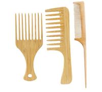 MUSISALY Juego de Peines Cabello de Bambú 3 Piezas Peine de Peluquero Dientes Finos y Anchos para Peinado Diario Desenredar y Suavizar Color Madera Natural