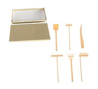MUSISALY Juego de Rastrillos Pequeños para Jardín Zen, 7 Piezas Amarillas Caja, Herramientas Decorativas para Mesa de Arena Zen y Accesorios de Bricolaje para Meditación y Relajación