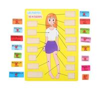 MUSISALY Juego de Rompecabezas de Madera Piezas Grandes de Partes del Cuerpo Humano, Material Didáctico Educativo en Español, Herramienta Escolar Montessori para Desarrollo Cognitivo,