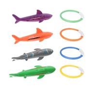 MUSISALY Juguetes de Buceo para Piscina Infantiles Set de 8 Piezas 4 Anillos y 4 Tiburones Buceadores de Plástico Colores Aleatorios Entrenamiento Submarino y Diversión Color Aleatorio