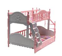 MUSISALY Litera de Muñeca Miniatura para Casa de Muñecas, Cama Doble Ligera de Plástico Resistente a Golpes, Accesorio Adecuado para Mini Casa Rosa