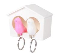 MUSISALY Llavero Colgante Forma de Casita de Pájaros en Color Blanco para Pared, Soporte Doble Silbato Funcional, Decoración Hogar Romántica y Organizador de Llaves Color Aleatorio