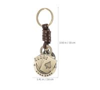 MUSISALY Llavero de Piel de Vacuno Cartas de Póker Llavero para Coche y Mochila Colgante Decorativo Compacto y Resistente Accesorio Original para Hombre