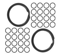 MUSISALY Llaveros Metálicos Planos 25 MM Negros Conectores Dobles para Llaves de Coche Casa y Oficina 100 Piezas Accesorios para Manualidades Joyería y Placas de Identificación Canina