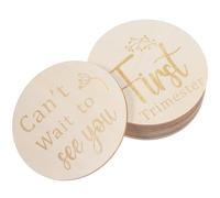 MUSISALY Marcadores de Semanales del Embarazo de Madera Discos Redondos de Doble Cara Set de 11 Piezas para Fotos y Seguimiento del Crecimiento Durante el Embarazo