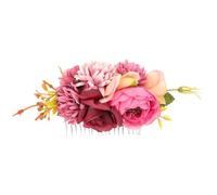 MUSISALY Peineta Floral de Tela Rosas Artificiales Morado Rojo, Diseño Romántico para Novia y Dama, Tocado para Bodas y Vacaciones Playa