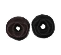 MUSISALY Peluca De Niña 2 Piezas Tamaño Medio Anillos Para Moños De Dona Recogido Cabello Largo y Corto Color Negro y Marrón Oscuro Accesorios Para Peinados Diarios