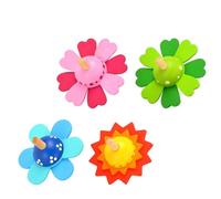 MUSISALY Peonzas de Madera Giratorias en Forma de Flor, 4 Piezas Multicolor, Juguetes Giroscópicos Educativos para Ñiño, Ideales para Coordinación Mano-Ojo y Juego en Casa