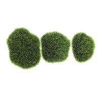 MUSISALY Piedras Decorativas de Musgo Artificial 3 Piezas Grande Mediano Pequeño de Aspecto Realista para Decoración de Jardín Oficina y Terrarios Accesorios para Pared Plantas