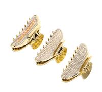 MUSISALY Pinzas Cabello Doradas Perlas y Gemas de Imitación Juego de 3 Unidades Grandes de Plástico Antideslizante para Cabello Grueso y Largo Accesorio Brillante para Bodas y Fiestas