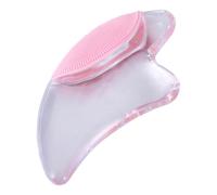 MUSISALY Placa Gua Sha de Resina Rosa con Luz para Aplicar Loción y Lavado Facial, Herramienta de Raspado y Masaje Facial para Cuidado Piel