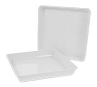 MUSISALY Platillo para Maceta Cuadrada 220, Plástico Blanco, 2 Piezas | Bandeja Baja Base Plana, Antideslizante, Mantiene Humedad, para Bonsái y Contenedores Orificio