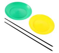 MUSISALY Platos Giratorios y Palos de Malabarismo para Niños Principiantes, Tamaño Pequeño, Colores Amarillo y Verde, Juego de Malabarismo para Circo y Espectáculos, Set de 2 Piezas
