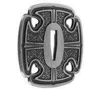 MUSISALY Protector para Samurái con Diseño Tradicional en Metal Plata de 7.30x7.30x0.50cm, Cómodo al Agarre y Absorbe Impactos, Adecuado para Exhibiciones Culturales