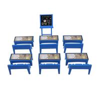 MUSISALY Set de 13 Piezas Muebles para Casa de Muñecas Mini Escritorio y Silla Azul Pizarra Accesorios Escolares Juego Educativo para Diorama y Juguetes Infantiles