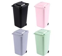 MUSISALY Set de 4 Botes de Basura de Plástico Cierre Rápido, Colores Variados, para Escritorio, Automóvil y Espacios Domésticos Color Aleatorio