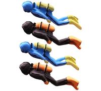 MUSISALY Set de 4 Figuras de Buceadores de Resina Decoración para Acuario Colores Azul y Marrón Tamaño Pequeño Diseño Seguro sin Bordes Afilados Adorno Submarino para Paisaje Acuático