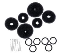 MUSISALY Set de Accesorios Cabello Negro 3 Donas para Moños, 2 Gomas Elásticas y 10 Pinzas Peinados Rápidos y DIY en Yoga y Banquetes