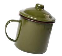 MUSISALY Taza de Esmalte Verde Militar Tapa, Fácil de Limpiar y Multiusos, Estilo Retro Chino Adecuado para Beber Té y Agua en Casa Aire Libre