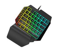 MUSISALY Teclado de Control Sola Mano Plástico Cable de 1,5m USB Negro 39 Teclas Teclado para Juegos para Zurdos para Uso Doméstico y Juegos
