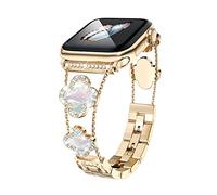 Musk-MSKR La correa de metal de diamante añade brillo a tu reloj. Compatible con Apple Watch Series 8/7/6/5/4/3/2/1SE/Ultra. El trébol es simple y elegante, se adapta a tallas de mujer de 38 mm, 40 mm